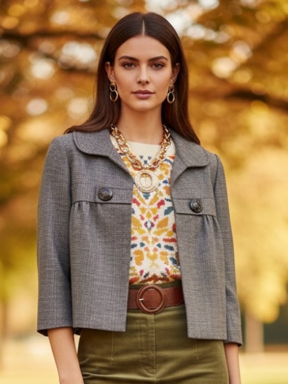 ANTONIO MELANI Cropped Swing Jacket Gray Size 8